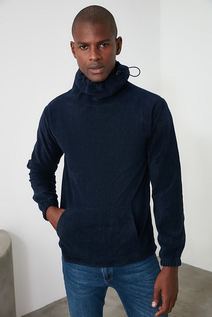Trendyol Man Lacivert Erkek Sal Yaka Regular Sweatshirt Tmnaw21sw0929 Trendyol