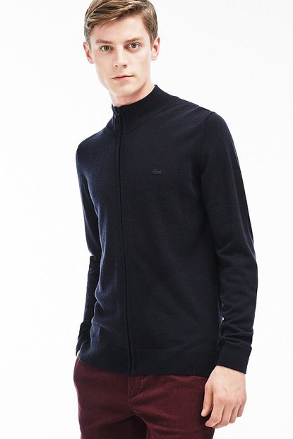 Lacoste Erkek Lacivert Fermuarli Yun Triko Hirka Trendyol