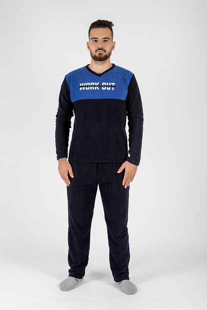 Nap Erkek Mavi Polar Pijama Takimi Trendyol