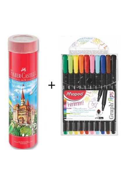 Faber Castell 36 Li Tup Kuru Boya Maped Graphs 10 Renk Keceli Kalem Trendyol