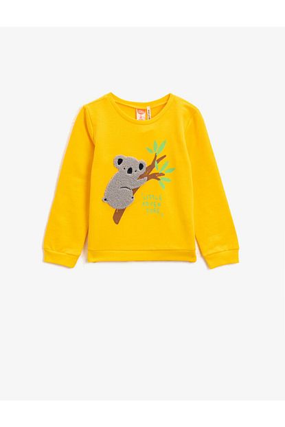 Koton Erkek Cocuk Sari Pamuklu Hayvan Figurlu Uzun Kollu Baskili Bisiklet Yaka Sweatshirt Trendyol