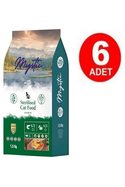 mystic sterilised somonlu az tahilli kisirlastirilmis yetiskin kedi mamasi 6 x 1 5 kg fiyati yorumlari trendyol