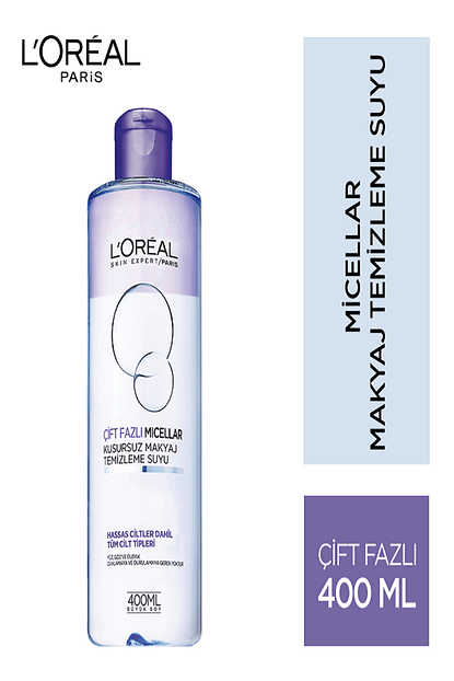 l oreal paris cift fazli micellar kusursuz makyaj temizleme suyu 400 ml 3600523461202 fiyati yorumlari trendyol