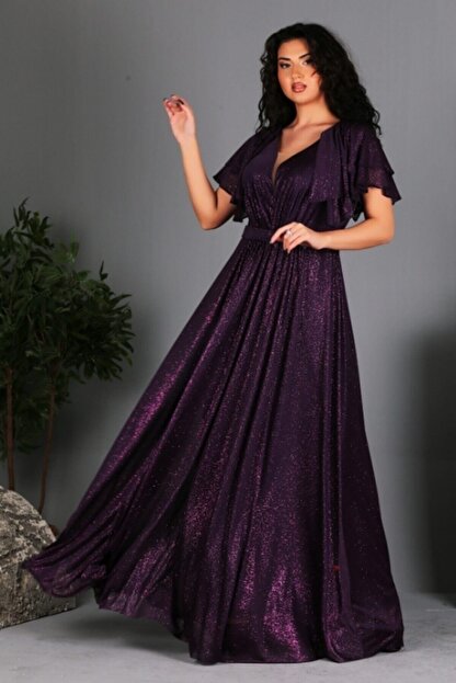 Loe Tiessi Kadin Mor Kol Detayli Uzun Abiye Elbise Fiyati Yorumlari Trendyol