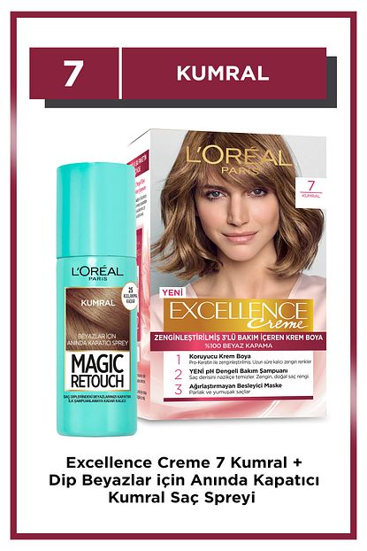 l oreal paris excellence creme sac boyasi 7 kumral beyaz saclar icin kapatici kumral sac spreyi fiyati yorumlari trendyol