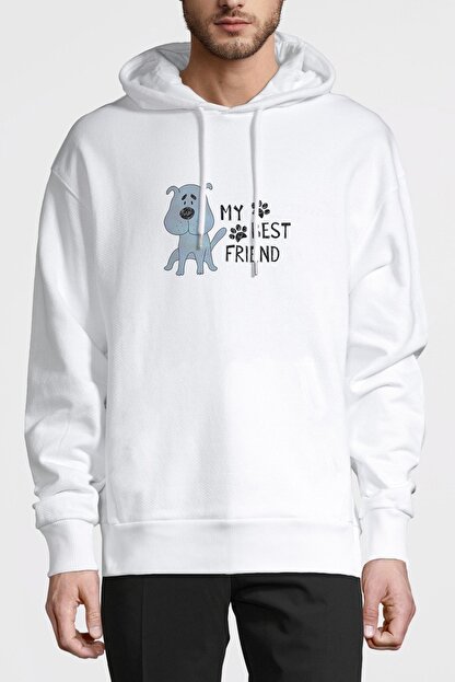 qivi my best friend baskili beyaz erkek orme kapsonlu sweatshirt uzun kol fiyati yorumlari trendyol