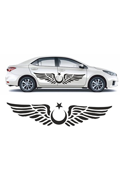 sticker fabrikasi ay yildiz kanatli turk bayragi oto kapi cam kaput sticker 01265 100x22 cm fiyati yorumlari trendyol