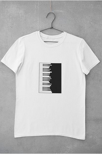 kio tisort muzik erkek siyah beyaz piyano tuslari baskili pamuk t shirt fiyati yorumlari trendyol
