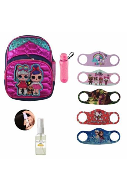 mashotrend lol bebek baskili kiz cocuk okul sirt cantasi suluk 5 maske 30 ml kolonya hediye fiyati yorumlari trendyol