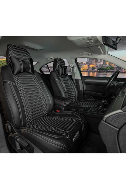 stil fiat fullback luks deri oto koltuk kilifi on arka set exclusive siyah beyaz fiyati yorumlari trendyol