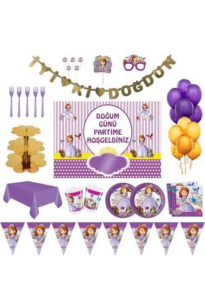 Prenses Sofia Luks Dogum Gunu Parti Malzemeleri Afisli Set 24 Kisilik Trendyol