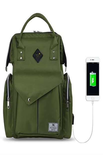 My Valice Smart Bag Happy Mom Usb Li Anne Bebek Bakim Ve Sirt Cantasi Mv8817 Yesil Trendyol