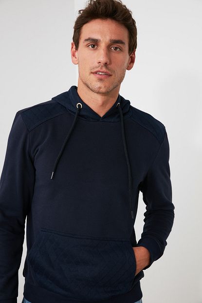 Trendyol Man Lacivert Erkek Kapitone Kapusonlu Regular Sweatshirt Tmnaw21sw0631 Trendyol