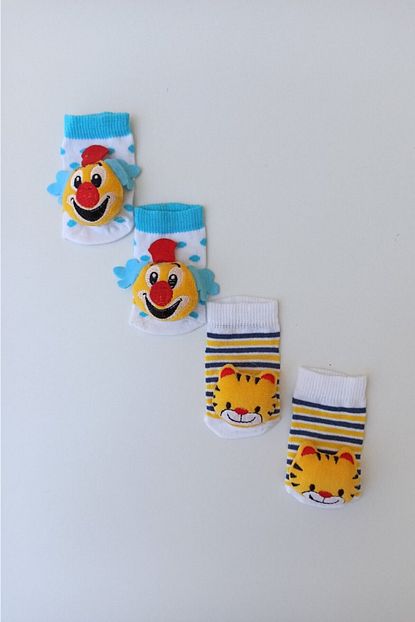 Kaplumbaga Bebe Unisex Turuncu Cingirakli Bebek Corabi 2 Adet Trendyol