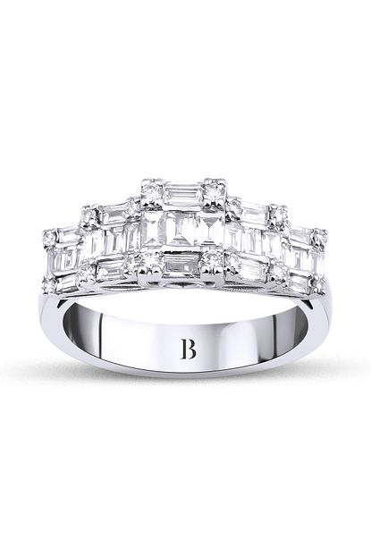 B Jewelry Kadin Gumus Renk 0 89 Karat Baget Pirlanta Yuzuk Trendyol