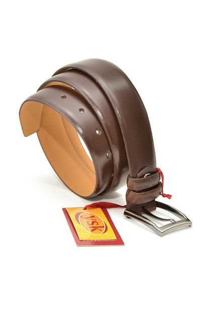 Ysk Erkek Kahverengi Hakiki Deri Cift Katli Klasik Kumas Pantolon Kemeri Trendyol