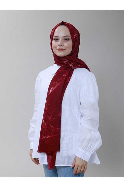 Modakasmir Kadin Kirmizi Beyaz Superstar Batik Desenli Sal Trendyol