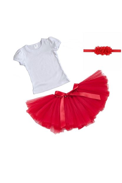 Bba New Trend Beyaz T Shirt Kizmizi Tutu Etek Trendyol