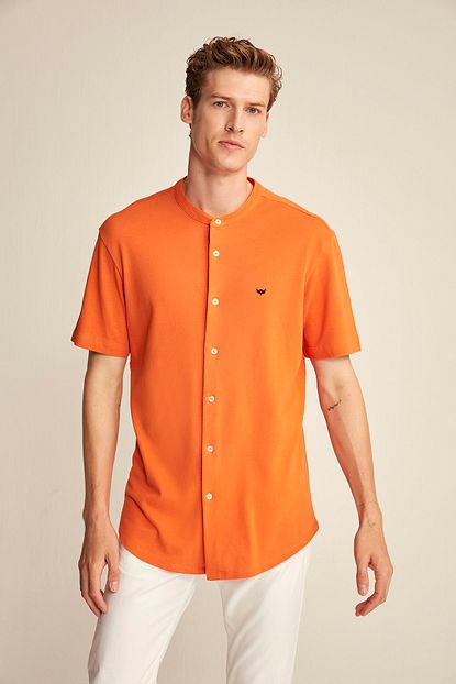 Grimelange Kai Erkek Turuncu Hakim Yaka Slim Fit Gomlek Trendyol