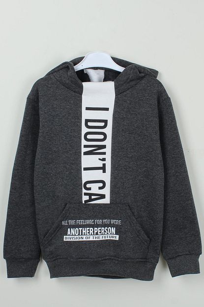 Enisena Gri Garni Detayli Erkek Cocuk Sweatshirt Kapsonlu 4 14 Yas Trendyol