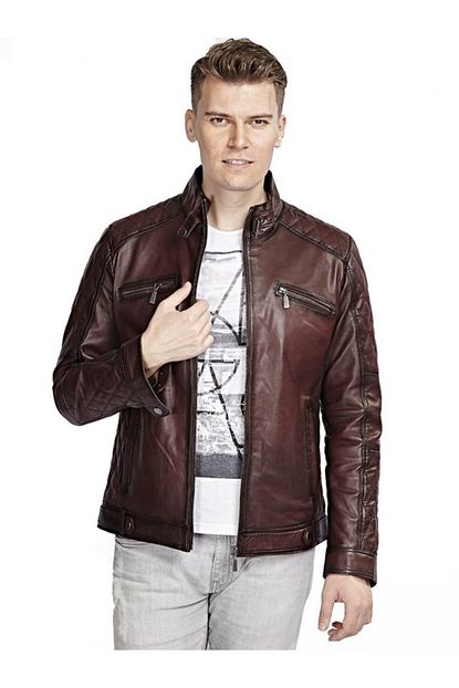 Hodore Erkek Bordo Deri Mont Trendyol