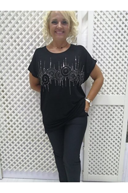 Livarya Kadin Siyah Buyuk Beden T Shirt Trendyol