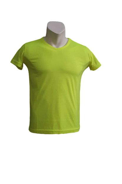 Titiz Baski Unisex Fosforlu Sari V Yaka T Shirt Trendyol