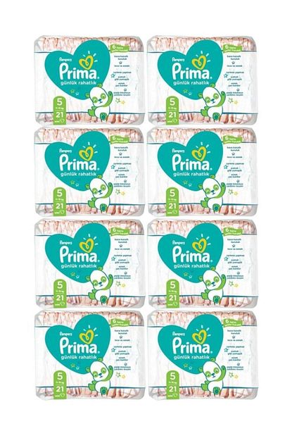 Prima Pampers Gunluk Rahatlik 5 Beden Bebek Bezi 21 Li X 8 Paket 168 Adet Bez Trendyol