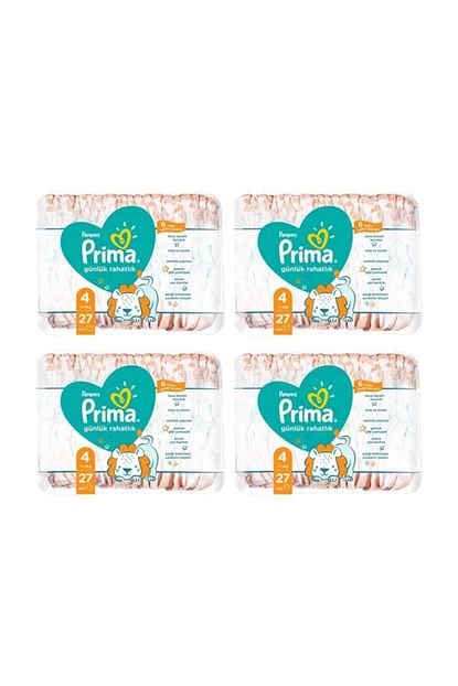 Prima Pampers Gunluk Rahatlik 4 Beden Bebek Bezi 27 Li X 4 Paket 108 Adet Bez Trendyol