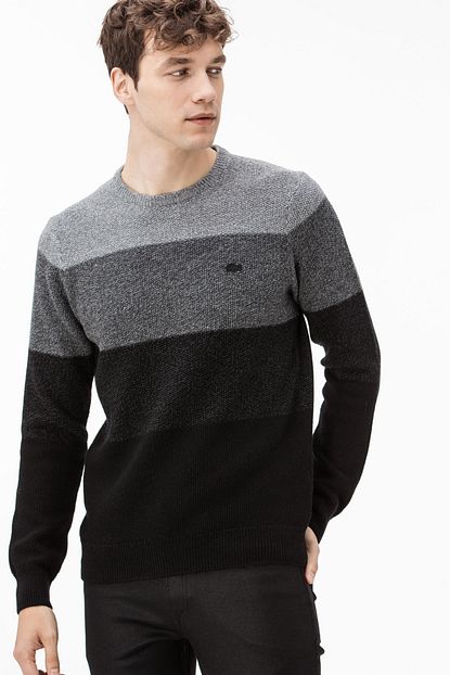 Lacoste Erkek Blok Desenli Siyah Triko Kazak Trendyol