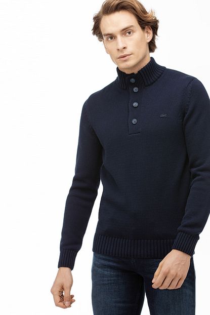 Lacoste Erkek Bogazli Lacivert Triko Kazak Trendyol