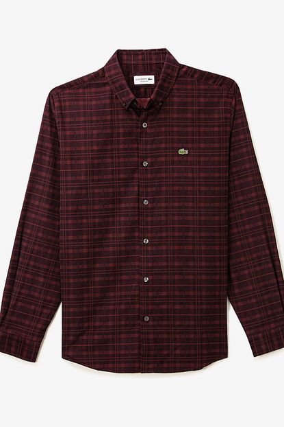 Lacoste Erkek Regular Fit Ekose Desenli Bordo Kadife Gomlek Trendyol