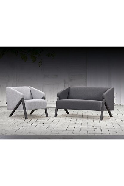 Burof Mobilya Simetri Metal Ayakli Gri Renk Kumas Ikili Koltuk Trendyol