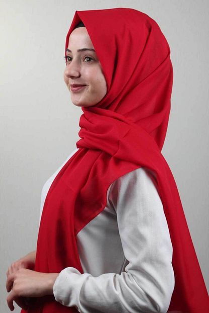 Scarfella Kadin Kirmizi Sifon Sal Trendyol
