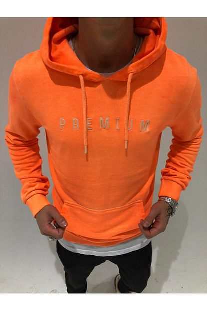 Marka Krali Erkek Turuncu Kapsonlu Sweetshirt Trendyol