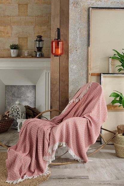 Fushia Pembe Natural Keten Koltuk Ortusu Trendyol