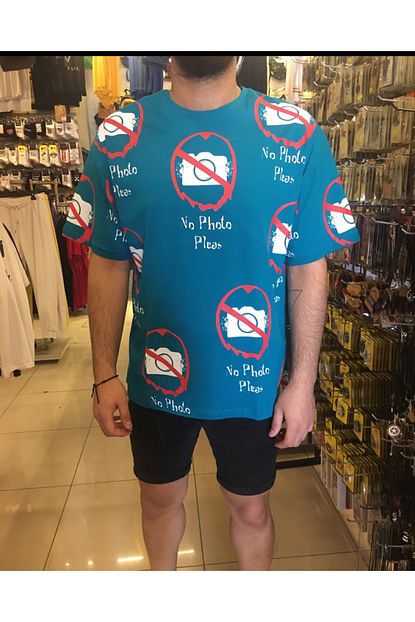 Olympus Store Erkek Turkuaz Saw Marka Baskili Oversize Yeni Sezon T Shirt Trendyol