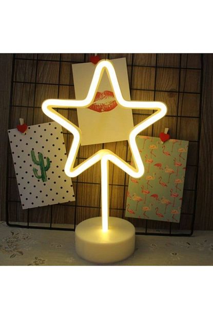 Deco Elit Neon Isikli Yildiz Masa Gece Lambasi Pilli Dekoratif 3d Lamba Trendyol