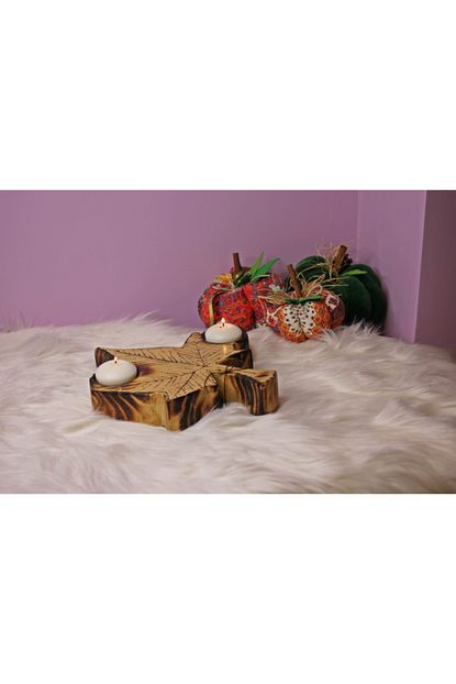 Jj Tasarim Dekorasyon Yaprak Desenli Mumluk Handmade Dekoratif Sik Mumluk 100 El Yapimi Sonbahar Konsept Dogal Urun Trendyol