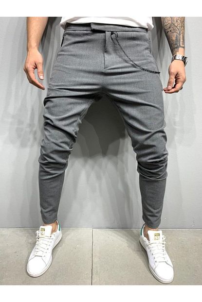 2y Premium Erkek Gunluk Salvar Pantolon Slim Fit Zincir Detay Trendyol
