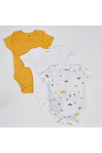 Panco Erkek Bebek Sari Kisa Kollu Body Set 3 Lu 2021bn20002 Trendyol