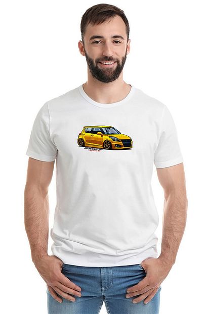 Collage Suzuki Swift Baskili Beyaz Erkek Orme Tshirt T Shirt Tisort T Shirt Trendyol