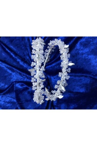 Sezer Mix Art Beyaz Kristal Simli Yaprak Detayli Ikili Soz Nilan Nikah Gelin Taci Trendyol