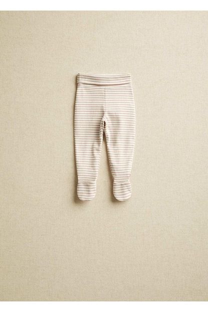 Mango Baby Unisex Bebek Kirik Beyaz Organik Pamuklu Ayakli Pantolon Trendyol