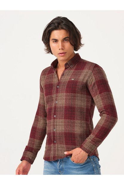 Redline Erkek Bordo Slim Fit Oduncu Gomlek Trendyol