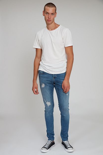 Ra Denim Erkek Acik Mavi Slim Fit Yirtik Ayz Kot Pantolon Trendyol
