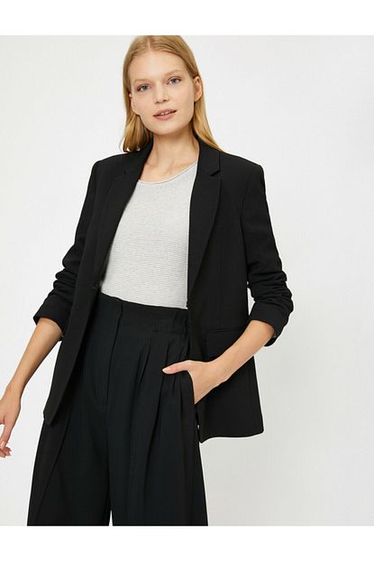 Koton Kadin Siyah Dugme Detayli Ceket 0kak52074uw Trendyol