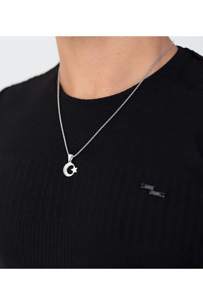 Gumus Kusagi Ay Yildiz Minimal Gumus Erkek Kolye Trendyol