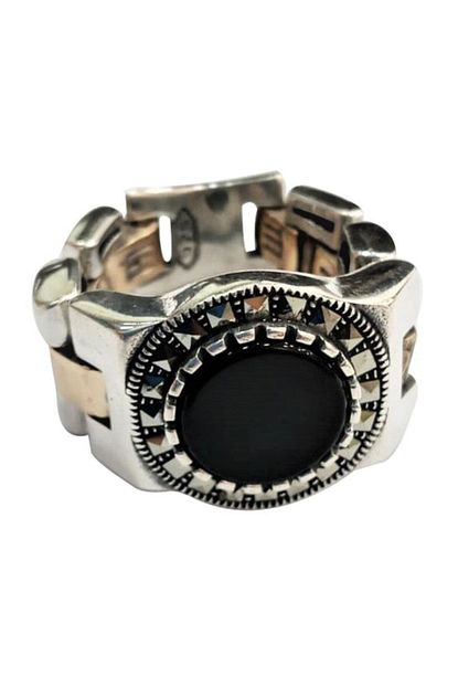 Mypat Silver Rolex Kordonlu Yuvarlak Oniks Ve Baget Tas Erkek Yuzuk Trendyol