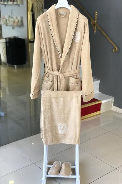 Royal Home Royal Bej 5 Prc Erkek Bornoz Seti Trendyol